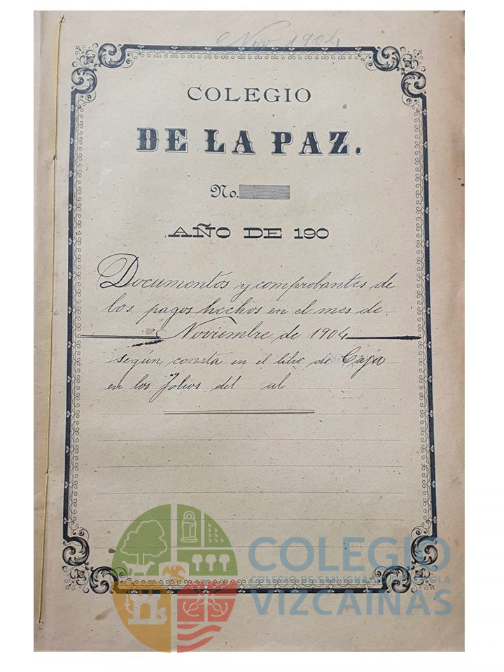 Documentos y comprobantes de los pagos hechos en el mes de noviembre de 1904 según consta en los libros del Colegio en los folios del a al.