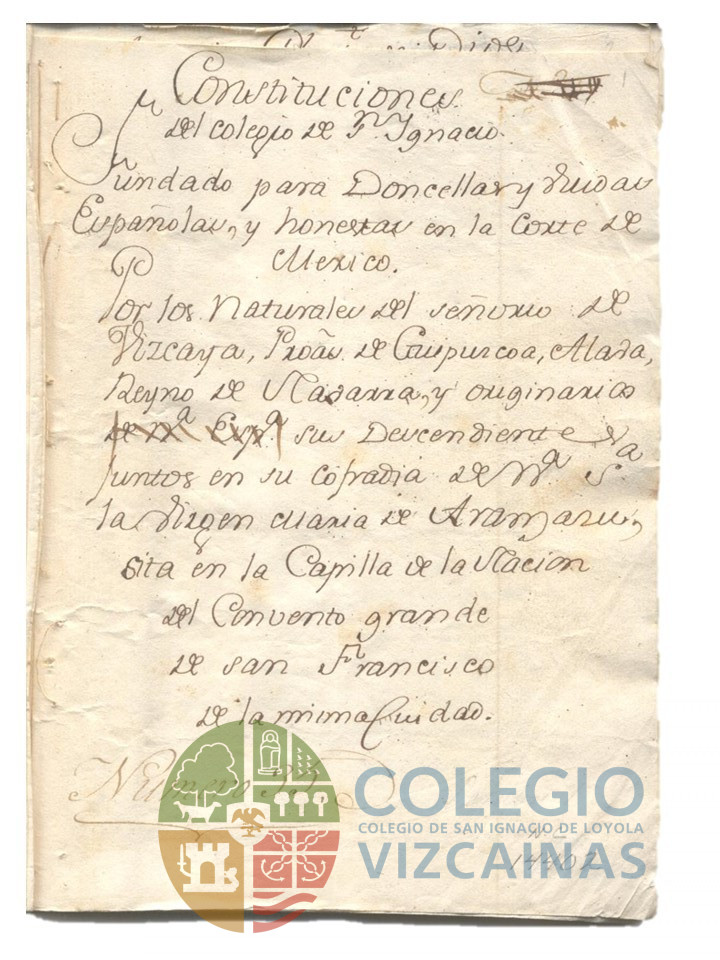 Constituciones del Colegio de San Ignacio, fundado para doncellas y viudas españolas y honestas en la corte de México.